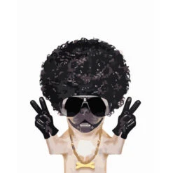 Malen Nach Zahlen Kunst Hund Mit Schwarzer Perrücke Und Halskette