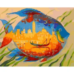 Malen Nach Zahlen Fisch Mit Orientalischer Stadt Im Bauch