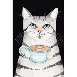 Malen Nach Zahlen Kunst Tier Weiße Katze Mit Grauen Streifen