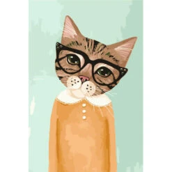 Malen Nach Zahlen Kunst Tier Katze Trägt Brille