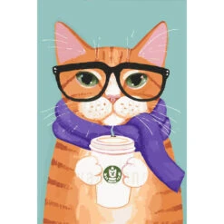 Malen Nach Zahlen Kunst Tier Katze Mit Lila Schal Und Brille