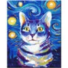 Malen Nach Zahlen Kunst Tier Katzeporträt Sternennacht