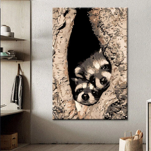 Malen Nach Zahlen Kunst Tier Waschbären Gucken Aus Baumloch 2 Malen Nach Zahlen Kunst Tier Waschbären Gucken Aus Baumloch - Image 2