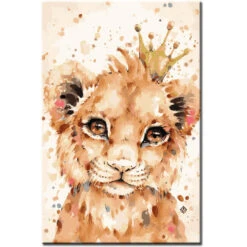 Malen Nach Zahlen Kunst Kleiner Löwe Mit Krone Auf Dem Kopf