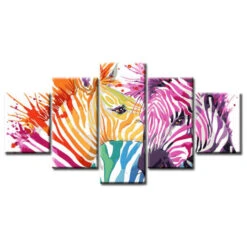 Malen Nach Zahlen Kunst Tier Zwei Bunt Gestreifte Zebras 5-teilig