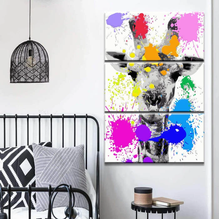 Malen Nach Zahlen Kunst Tier Griraffe Mit Bunten Farbklecksen 3-teilig 2 Malen Nach Zahlen Kunst Tier Griraffe Mit Bunten Farbklecksen 3-teilig - Image 2