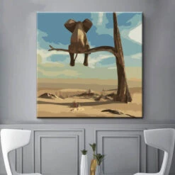 Malen Nach Zahlen Sitzender Elefant Auf Ast -myPaintLab Deutschland Verkaufs-Shop art tier 099 1 3