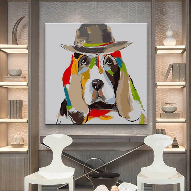 Malen Nach Zahlen Bunter Hund Mit Hut 2 Malen Nach Zahlen Bunter Hund Mit Hut - Image 2