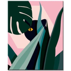 Malen Nach Zahlen Schwarze Katze Hinter Pflanzen