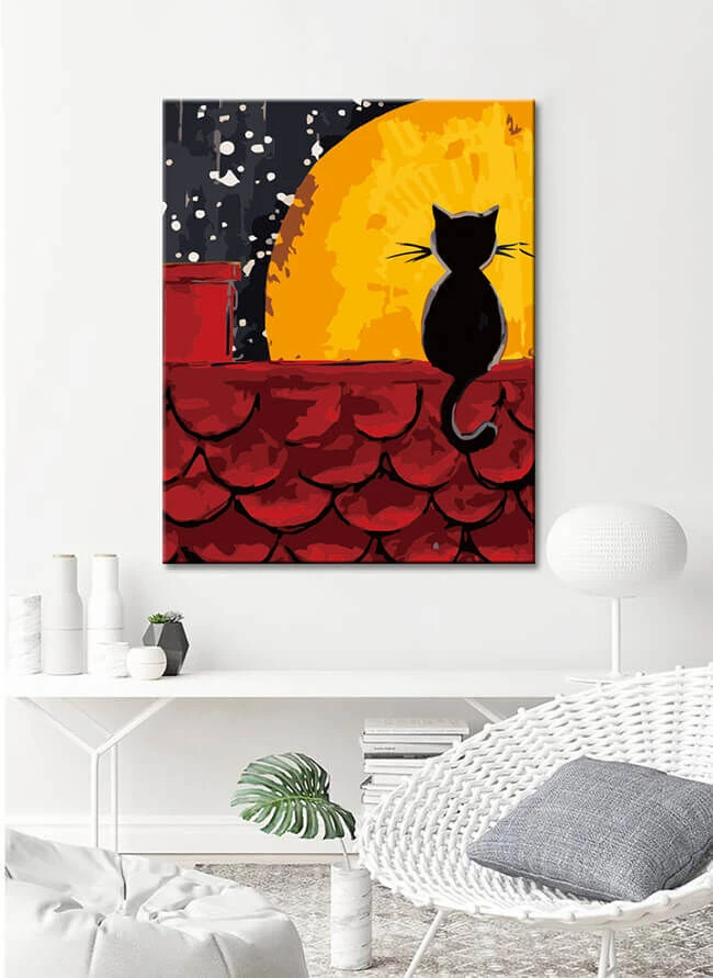 Malen Nach Zahlen Schwarze Katze Bei Nacht Auf Dem Hausdach 2 Malen Nach Zahlen Schwarze Katze Bei Nacht Auf Dem Hausdach - Image 2