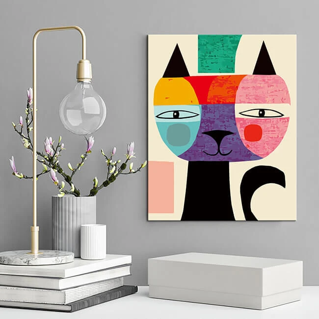 Malen Nach Zahlen Buntes Katzengesicht Kunstbild 2 Malen Nach Zahlen Buntes Katzengesicht Kunstbild - Image 2