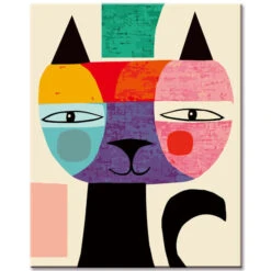Malen Nach Zahlen Buntes Katzengesicht Kunstbild