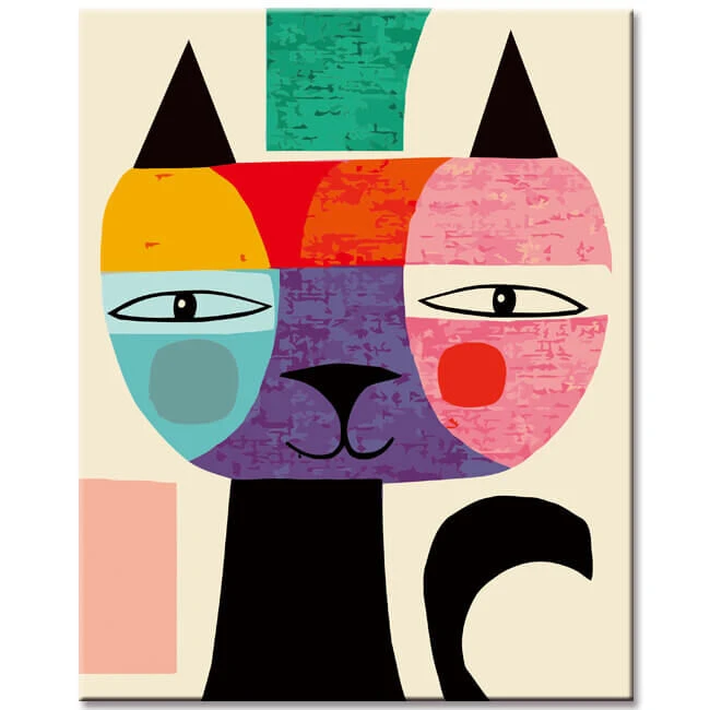 Malen Nach Zahlen Buntes Katzengesicht Kunstbild 1 Malen Nach Zahlen Buntes Katzengesicht Kunstbild