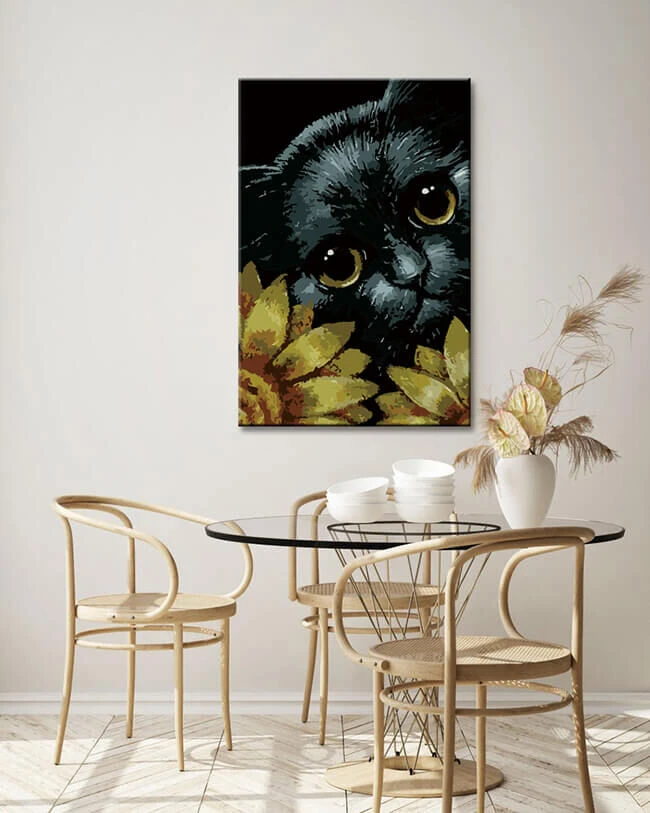 Malen Nach Zahlen Schwarze Katze Kunst Im Portrait Sonnenblumen 2 Malen Nach Zahlen Schwarze Katze Kunst Im Portrait Sonnenblumen - Image 2