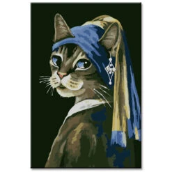 Malen Nach Zahlen Vermeer Kunst Katze Mit Perlenohrring