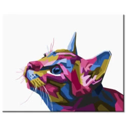 Malen Nach Zahlen Polygon Art Bunte Katze Versand Aus DE