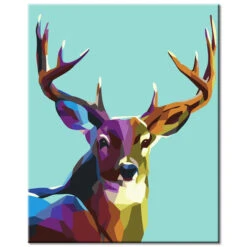 Malen Nach Zahlen Polygon Art Bunter Hirsch Versand Aus DE