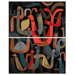 Malen Nach Zahlen Abstrakte Kunst Von Vögel 2-teilig Versand Aus DE