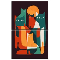 Malen Nach Zahlen Abstrakte Kunst Katzenfamilie 2-teilig Versand Aus DE