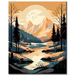 Malen Nach Zahlen Landschaft - Wildnis Im Schnee