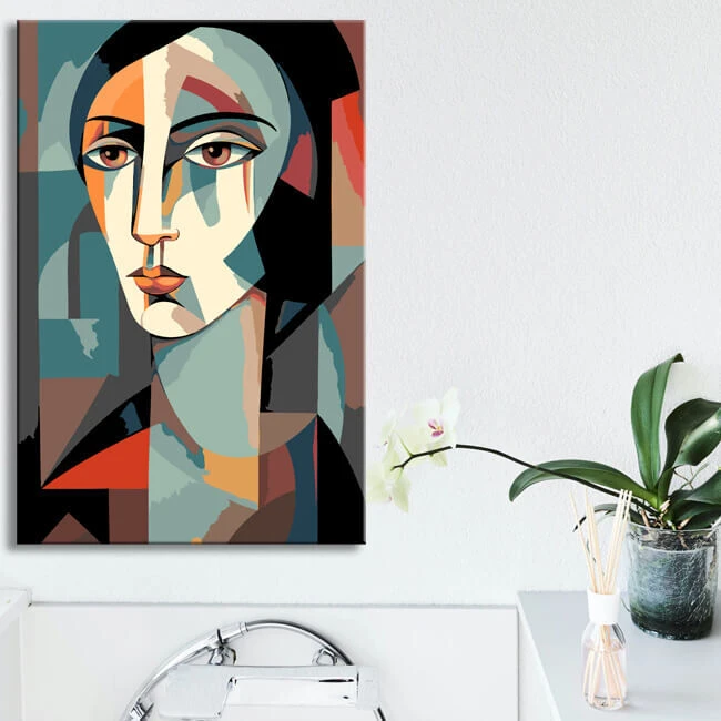 Kreatives Ausmalbild Eines Stilvollen Frauengesichts Im Einzigartigen Tarsila Do Amaral-Stil – Malen Nach Zahlen 2 Kreatives Ausmalbild Eines Stilvollen Frauengesichts Im Einzigartigen Tarsila Do Amaral-Stil – Malen Nach Zahlen - Image 2