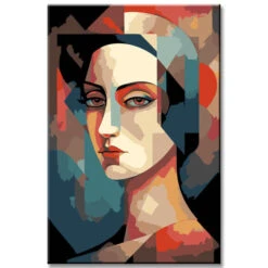 Kreatives Ausmalbild Eines Stilvollen Frauengesichts Im Einzigartigen Stil Von Tarsila Do Amaral – Malen Nach Zahlen