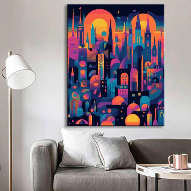 Lebendige Stadtsilhouette - Malen Nach Zahlen 2 Lebendige Stadtsilhouette - Malen Nach Zahlen - Image 2