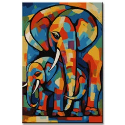 Malen Nach Zahlen: Elefantenfamilie Im Picasso-Stil