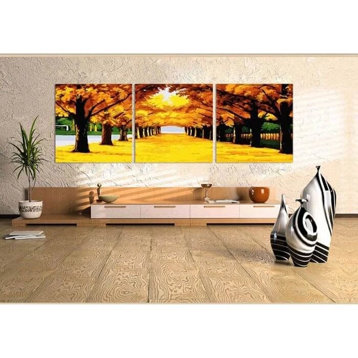 Malen Nach Zahlen Herbstallee Im Sonnenuntergang Tryptichon MNZ-015 2 Malen Nach Zahlen Herbstallee Im Sonnenuntergang Tryptichon MNZ-015 - Image 2