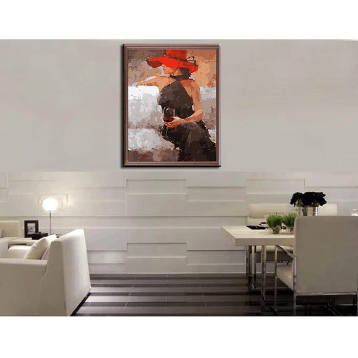 Malen Nach Zahlen Frau Mit Rotweinglas 2 Malen Nach Zahlen Frau Mit Rotweinglas - Image 2