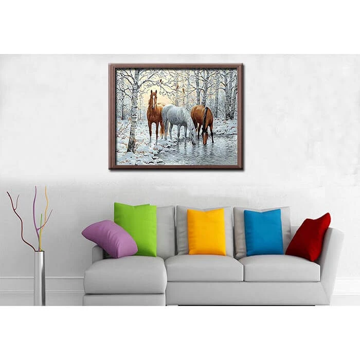 Malen Nach Zahlen Pferde Am Teich Im Winter 2 Malen Nach Zahlen Pferde Am Teich Im Winter - Image 2