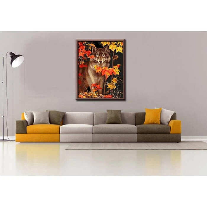Malen Nach Zahlen Wolf Im Herbstlaub 2 Malen Nach Zahlen Wolf Im Herbstlaub - Image 2