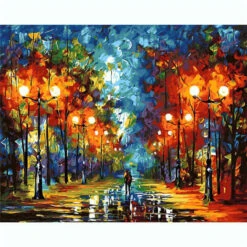 Malen Nach Zahlen Lichterallee Im Regen