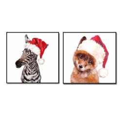 Malen Nach Zahlen Zebra Und Fuchs Mit Nikolausmütze