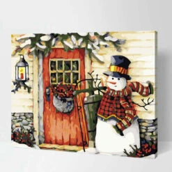 Malen Nach Zahlen Schneemann Vor Haustür