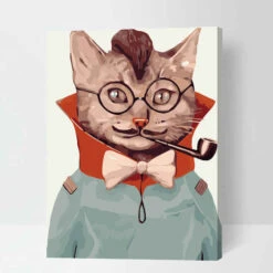 Malen Nach Zahlen Lustige Tiere Katze Mit Pfeife