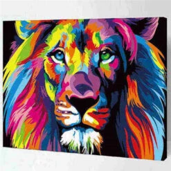 Malen Nach Zahlen Löwenkopf In Regenbogenfarben