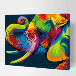 Malen Nach Zahlen Elefantenkopf In Regenbogenfarben