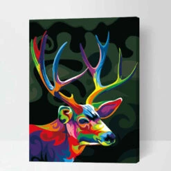 Malen Nach Zahlen Hirschkopf In Regenbogenfarben
