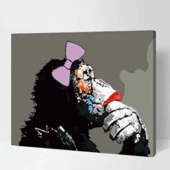 Malen Nach Zahlen Lustige Tiere Affe Mit Schleife