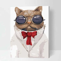 Malen Nach Zahlen Bilder Tiere Katze Mit Brille