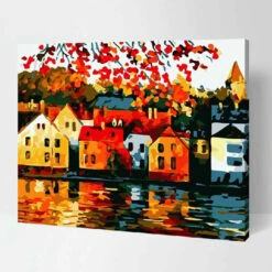 Malen Nach Zahlen Häuser Am Fluß