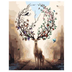 Malen Nach Zahlen Bunter Hirschkopf Abstrakt