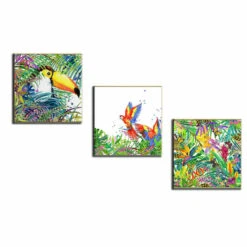 Malen Nach Zahlen Triptychon Papageien Schmetterlinge Tukan
