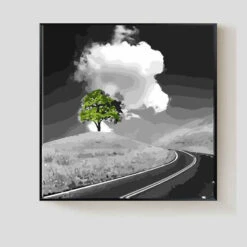 Malen Nach Zahlen Schwarz Weiss Grüner Baum