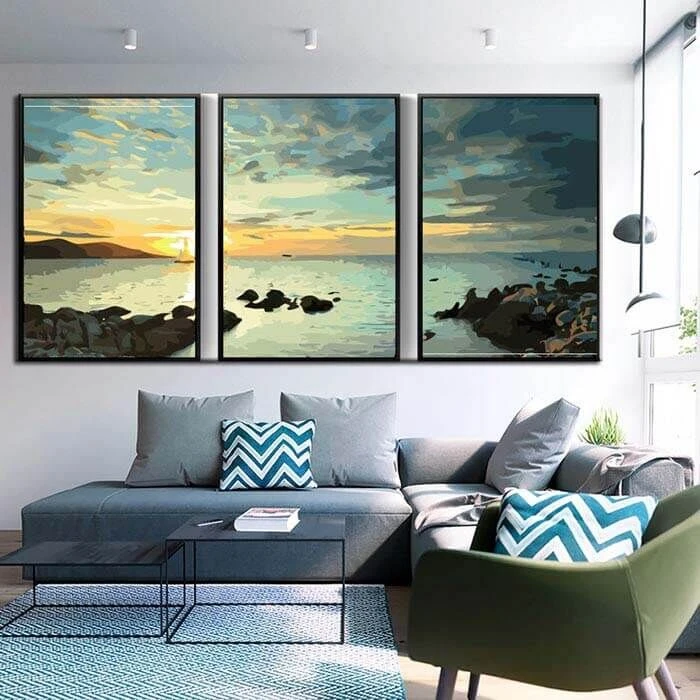 Malen Nach Zahlen Triptychon Küste 3-teilig 2 Malen Nach Zahlen Triptychon Küste 3-teilig – Bild 2