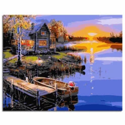Malen Nach Zahlen Blockhütte Am See