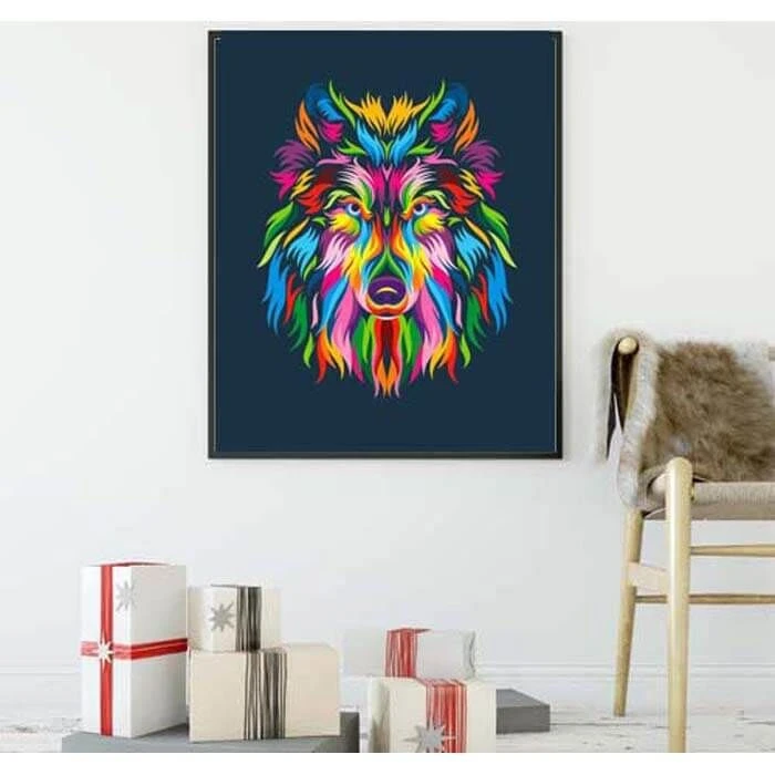 Malen Nach Zahlen Wolf Regenbogen Bunt 2 Malen Nach Zahlen Wolf Regenbogen Bunt - Image 2