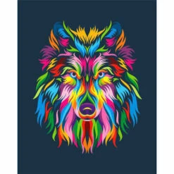 Malen Nach Zahlen Wolf Regenbogen Bunt