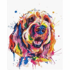 Malen Nach Zahlen Hund Bobtail In Regenbogenfarben